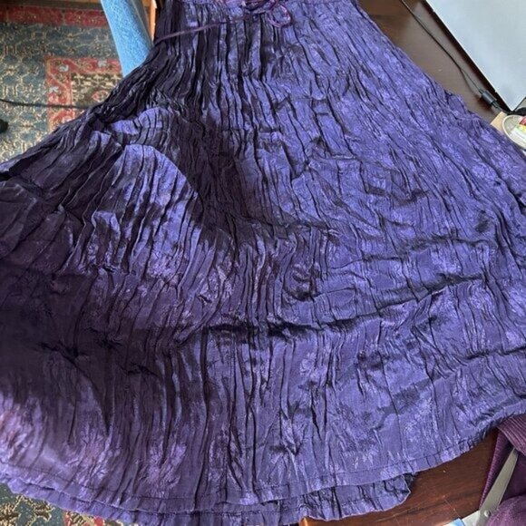 Whimsigoth Purple Dress XL 16/18 vtg Babydoll Velvet Crushed Taffeta Fairycore - Picture 7 of 13